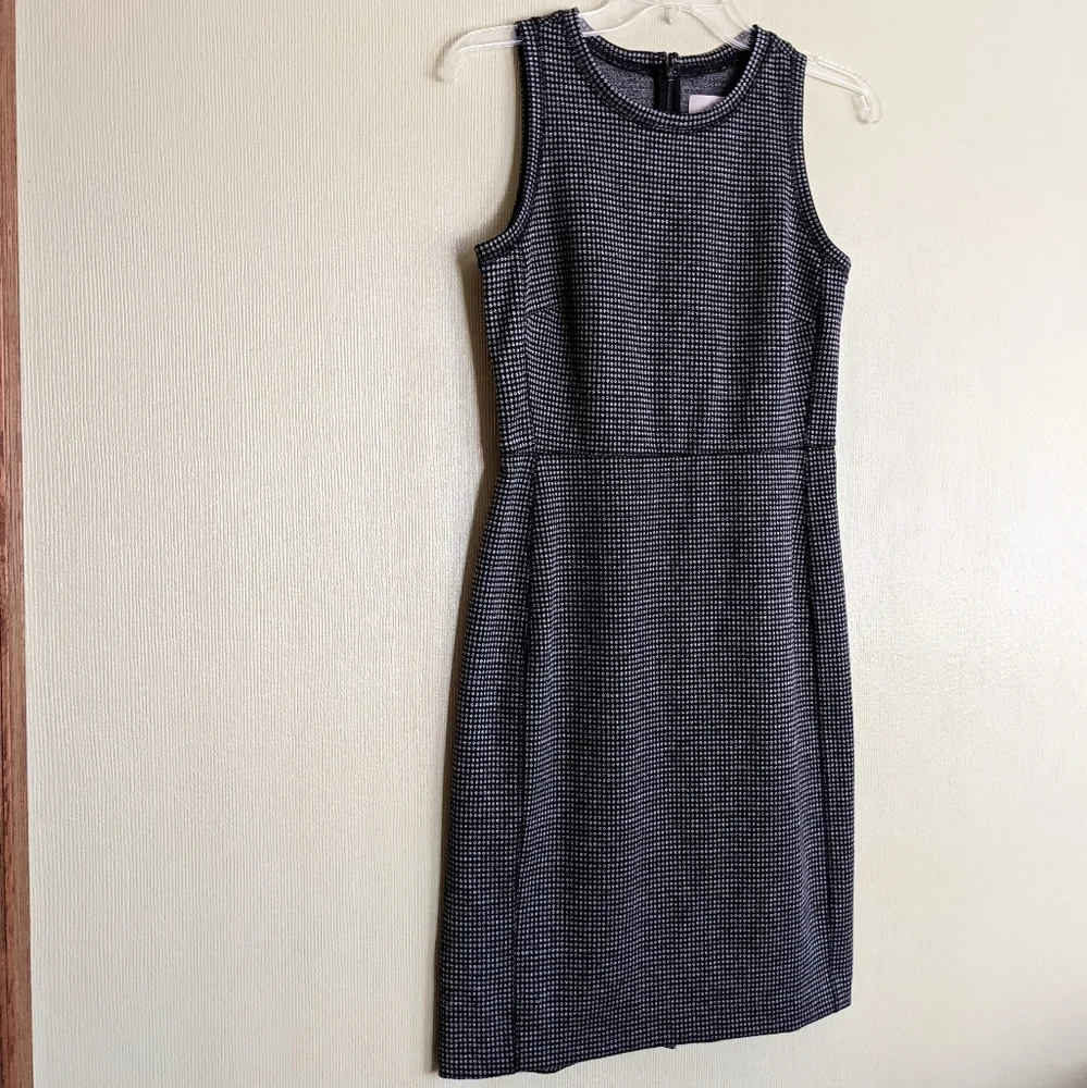 Loft Sheath Dress Black Ponte Knit Patterned Sleeveless - Picture 4 of 17